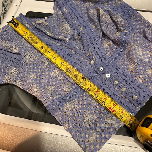 Free People Babydoll Lace Button Front Top Women's Large Sheer Festival Fairy - Picture 10 of 10